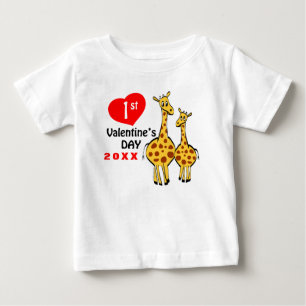 Camiseta Girafa em primeiro Dia de os namorados com ano