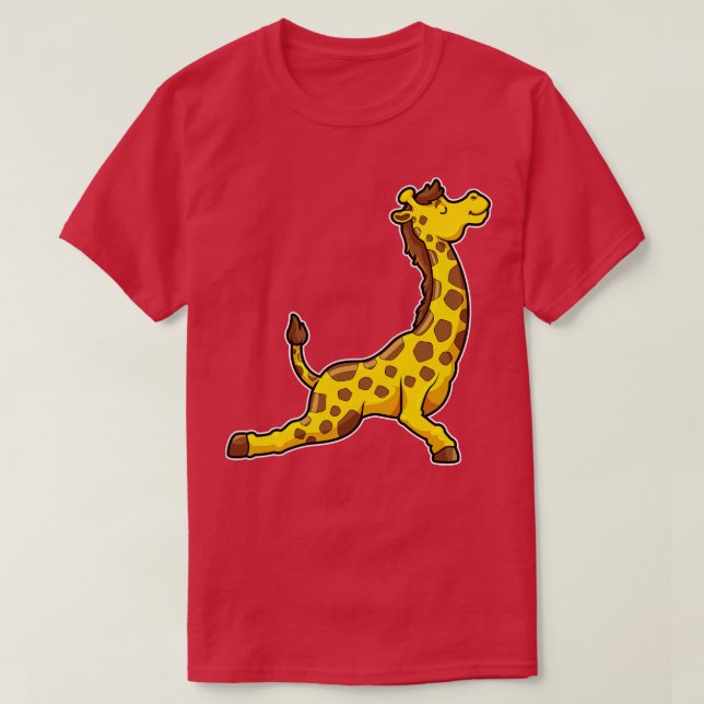 Camiseta Girafa em Yoga Stretching exercs Pernas Pescoço (Frente do Design)