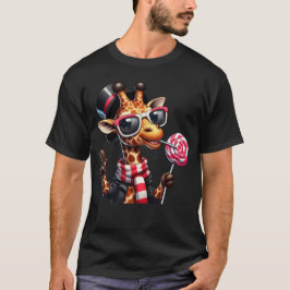 Camiseta Girafa engraçada Vestindo óculos escuros
