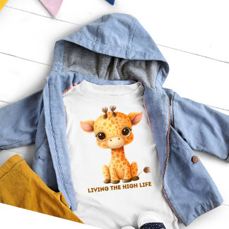 Camiseta Girafa Engraçada Vivendo no Alto