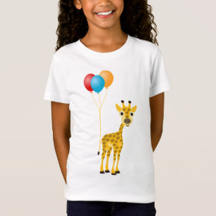 Camiseta Girafa engraçado com balões coloridos