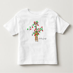 Camiseta Girafa Festiva Holiday com luzes cintilantes