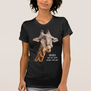 Camiseta Girafa Fofa SORRISO Citação Divertida Moderna Escu