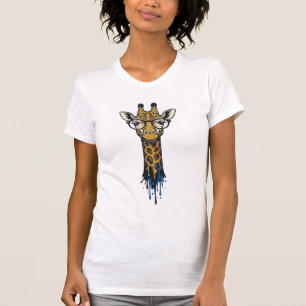 Camiseta Girafa Gravada Vintage Com Design De Óculos_1