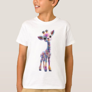 Camiseta Girafa Manchada Caprichosa em Pastel para Crianças