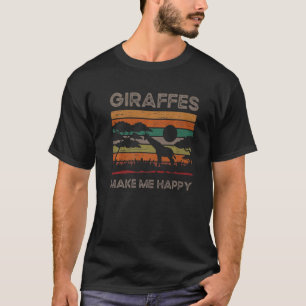 Camiseta Girafa Me Faz Feliz Animal Mais Alto Pescoço Longo