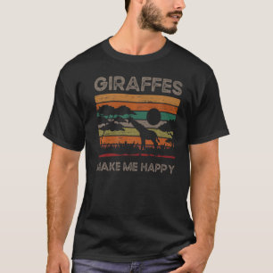 Camiseta Girafa Me Faz Feliz Animal Mais Alto Zo De Pescoço