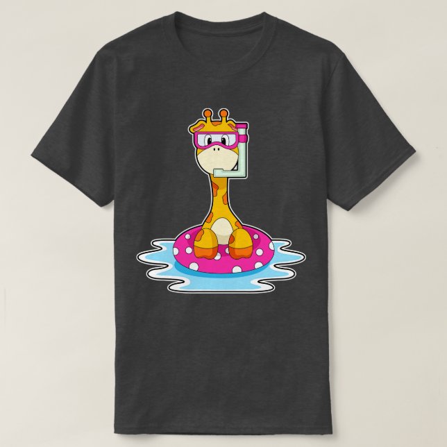 Camiseta Girafa Nadando com Snorkel (Frente do Design)