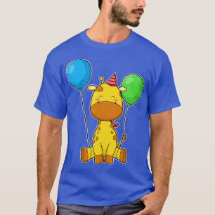Camiseta Girafa no Aniversário com Balões
