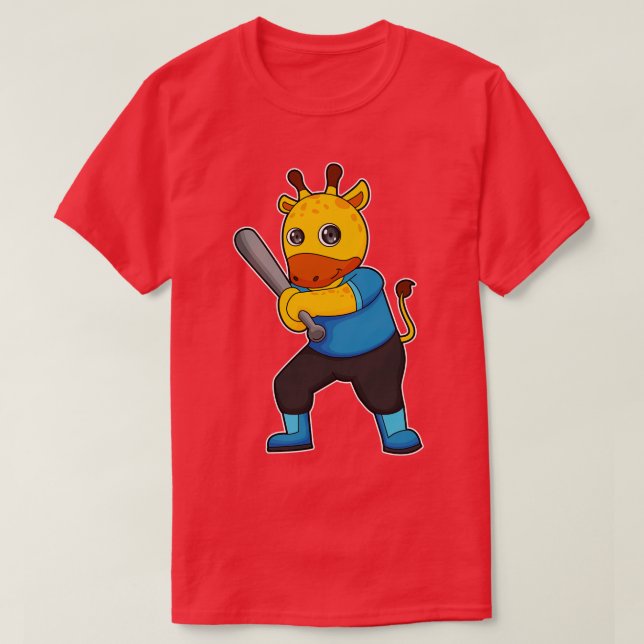 Camiseta Girafa no Baseball com Baco de Beisebol (Frente do Design)
