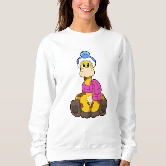 Camiseta Girafa no inverno com Scarf & Hat (Frente)