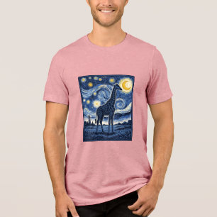 Camiseta Girafa Noite Estrelada Vintage
