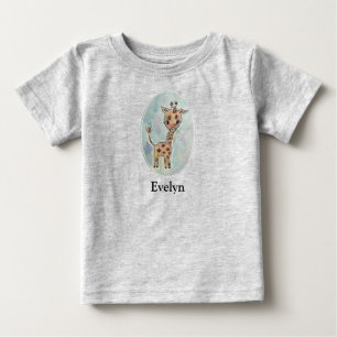 Camiseta Girafa Personalizada Pintada à Mão em Aquarela 