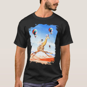 Camiseta Girafa Pug Fofa Pug Montando Girafa Voadora