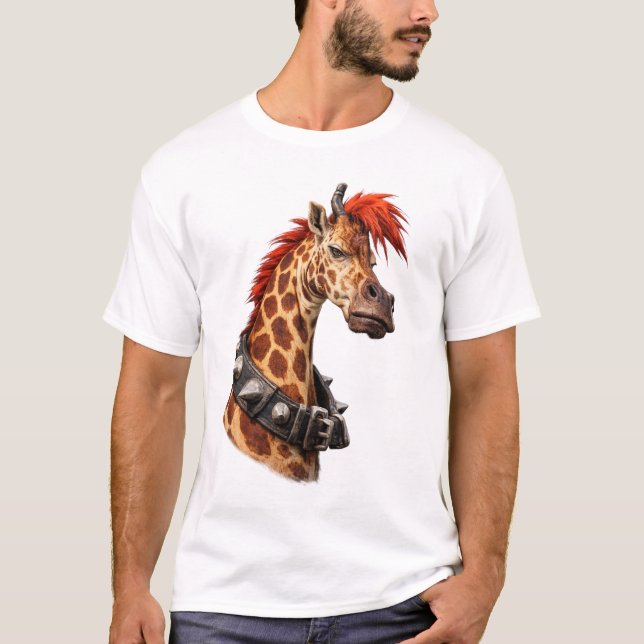 Camiseta Girafa Punk – Estilo de Rua Único (Frente)