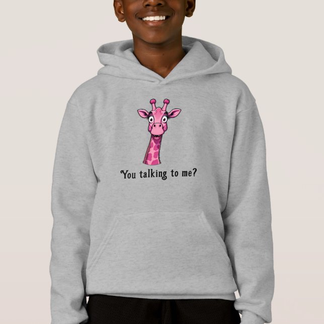 Camiseta Girafa rosa-branca surpreendida (Frente)