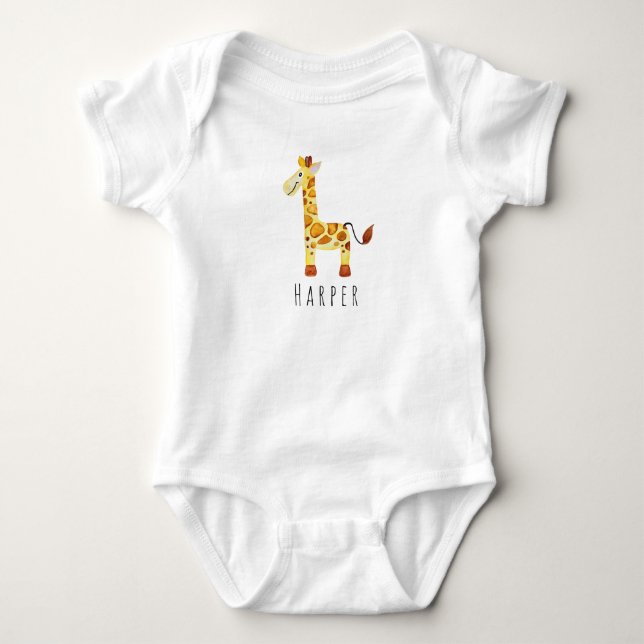 Camiseta Girafa Safari, Cura Unisex e Cura Única, com Nome (Frente)