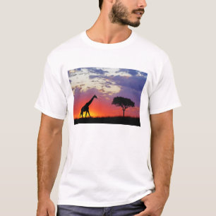 Camiseta Girafa silhuetada ao nascer do sol, Giraffa