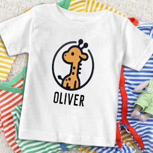 Camiseta Girafa Simples Minimalista Fofa em um Círculo