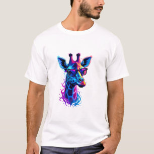 Camiseta Girafa Vestindo óculos escuros Trabalho de arte ps