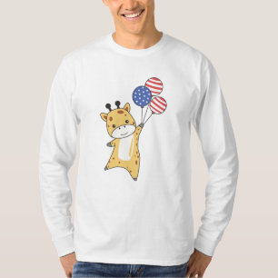 Camiseta Girafa Voa Balões Nos Eua Acima Do Zoo De Animais