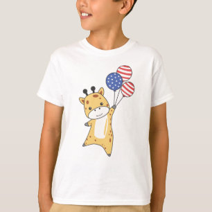 Camiseta Girafa Voa Balões Nos Eua Acima Do Zoo De Animais