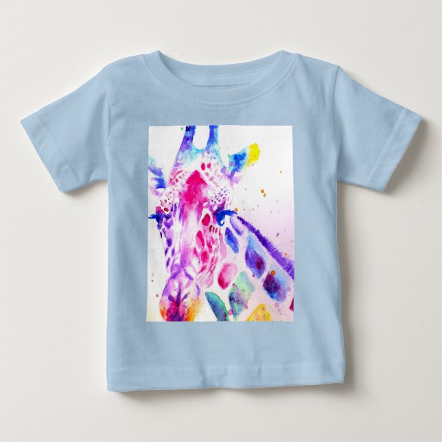 Camiseta Girafa Watercolor Babies Purple Gifs Lavanda (Frente)