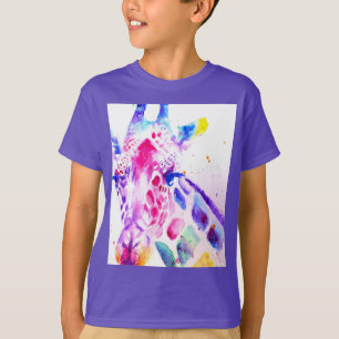 Camiseta Girafa Watercolor Boys Purple Gifs