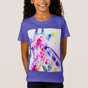 Camiseta Girafa Watercolor Girls Purple Gifs Lavanda