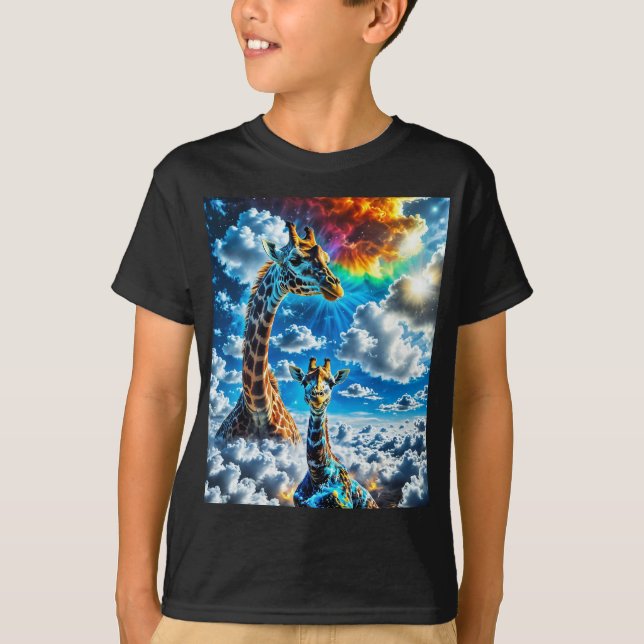 Camiseta Girafas Coloridas - Cabeças nas Nuvens (Frente)