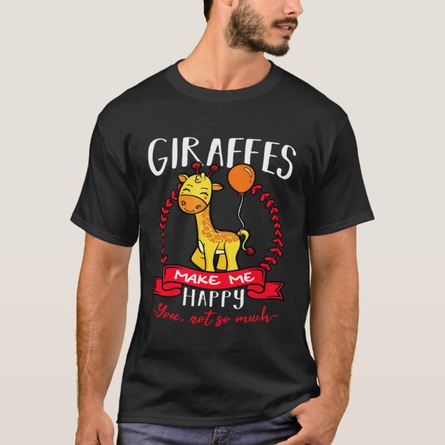 Camiseta Girafas Me Fazem Feliz Zoológico De Pescoço Longo  (Frente)