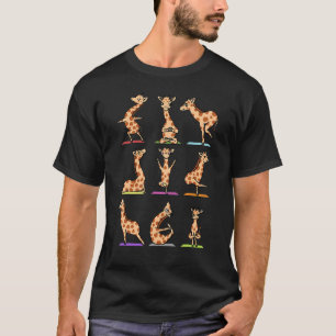 Camiseta Girafas Poses de Asana de Yoga Meditação Mestres