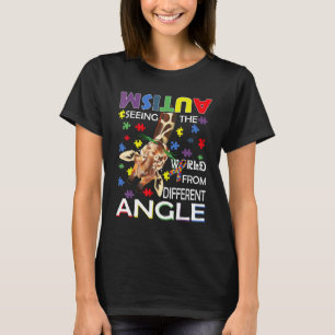 Camiseta Giraffe Autismo Vendo O Mundo De Um Ângulo Diferen