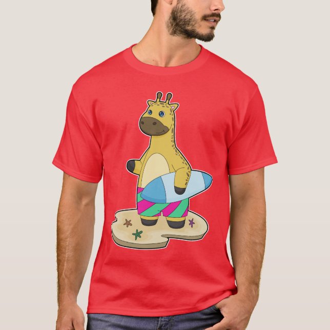 Camiseta Giraffe Beach Surfboard Summer (Frente)