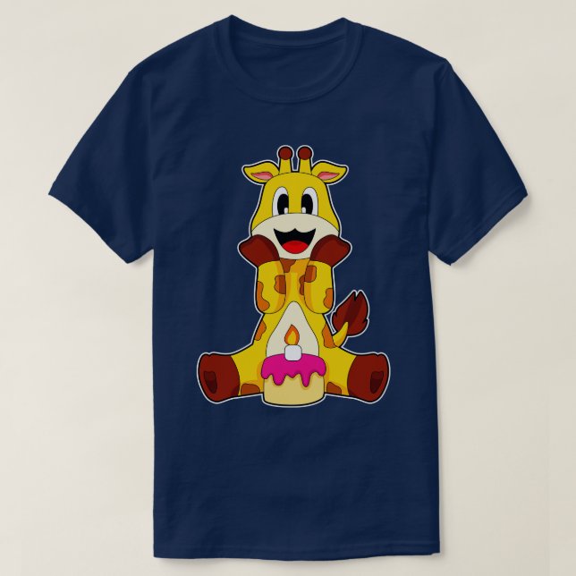 Camiseta Giraffe Birthday Cake (Frente do Design)