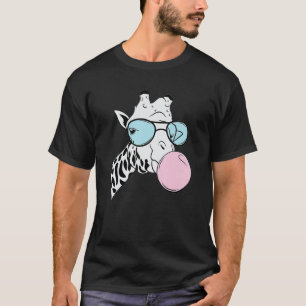 Camiseta Giraffe Bubblegum Óculos Engraçados Animal Engraça