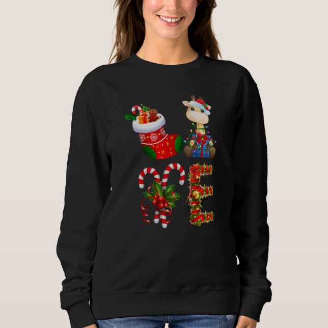 Camiseta Giraffe Christmas Lights Led  Santa Hat Christmas (Frente)