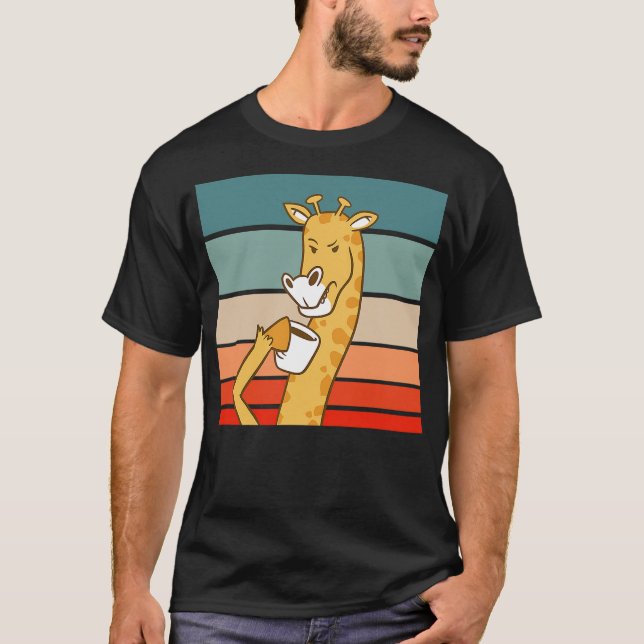 Camiseta Giraffe Drinking Coffee Drink (Frente)