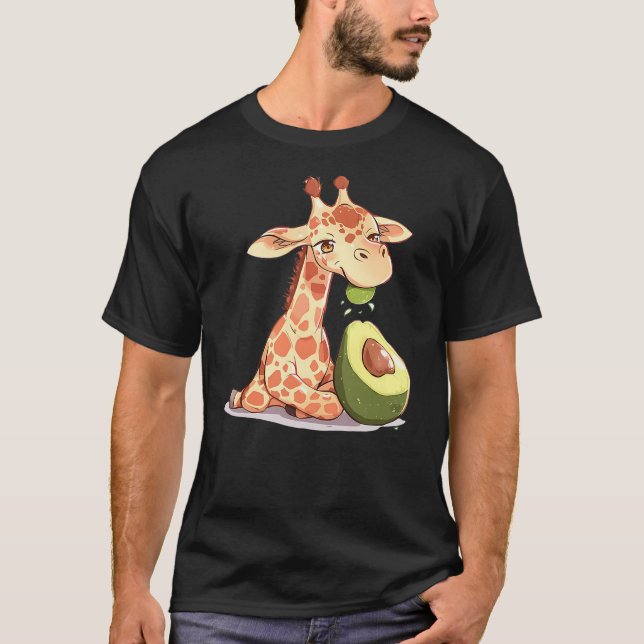 Camiseta giraffe eating avocado, giraffe for men, giraffe f (Frente)