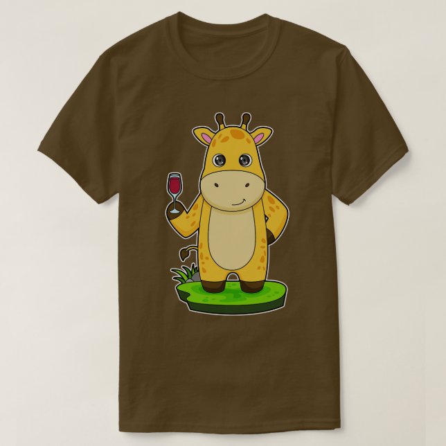 Camiseta Giraffe Glass of Red wine (Frente do Design)