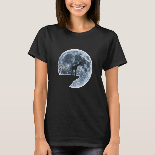 Camiseta Giraffe Halloween Costume Moon Silhouette (Frente)