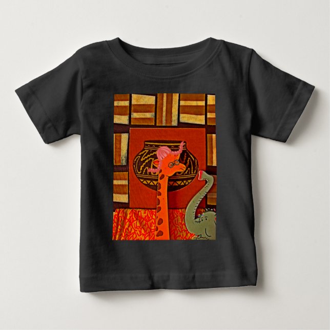 Camiseta Giraffe Hat Art Impressão (Frente)