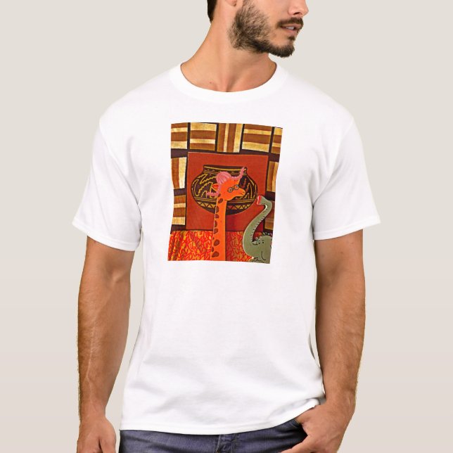 Camiseta Giraffe Hat Art Impressão (Frente)