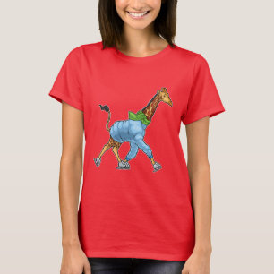 Camiseta Giraffe Ice patinando skates de gelo