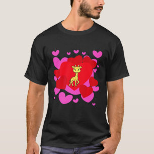 Camiseta Giraffe Lovely Dia de os namorados Romantic Hearts