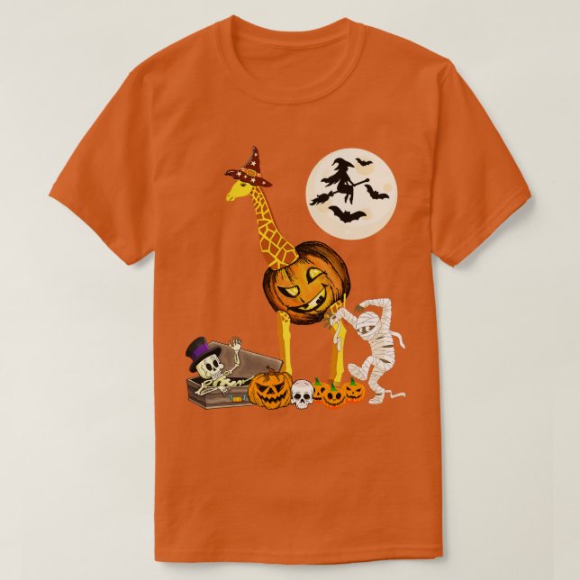 Camiseta Giraffe Pumpkin Halloween Costume (Frente do Design)