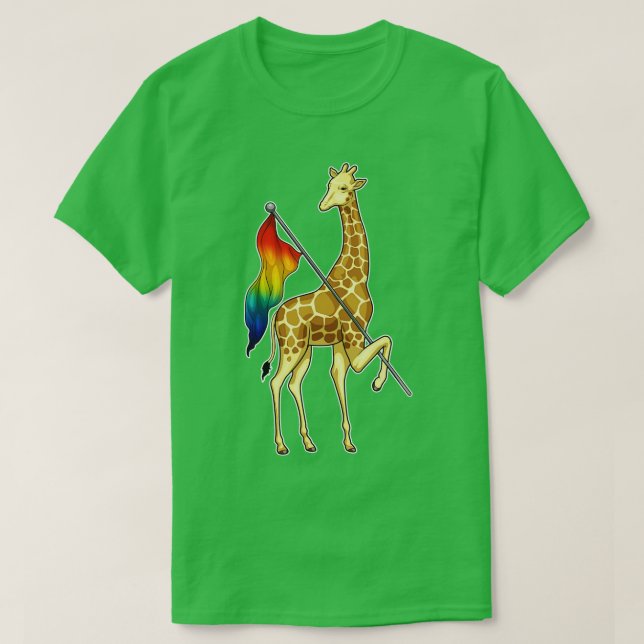 Camiseta Giraffe Rainbow Flag (Frente do Design)