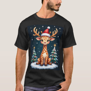 Camiseta Giraffe Rena Capuz Santa Árvore de Natal Divertido