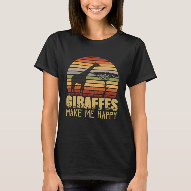 Camiseta Giraffe Retro Fauna África Animal selvagem em safa (Frente)