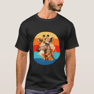 Camiseta Giraffe Retro Vintage Sunset Wildlife Safari Afric